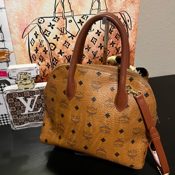 MCM Authentic Alma Visetos Cognac 2 Way Shoulder Bag made in Germany - Picture 3 of 11